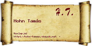 Hohn Tamás névjegykártya